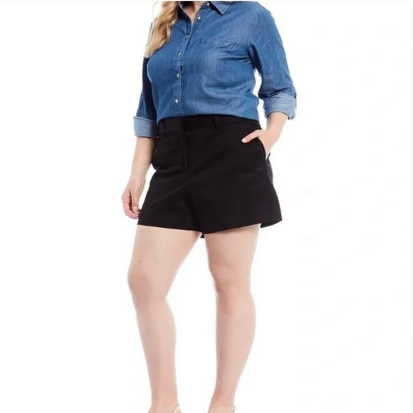 NWT MICHAEL Michael Kors Classic Stretch Black Twill Cotton Blend Shorts sz 24W - Picture 1 of 13